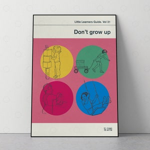 Vol 31. Don&#39;t Grow Up - Poster, Retro Book Cover, Vintage Print, Modern Home Decor, Mid Century Art, Exhibition Poster
