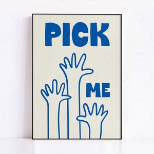Wydruk Pick Me - Prezent na parapetówkę - Wydruk z połowy wieku - Modny niebieski wydruk - Wydruk typograficzny - Wydruk szkicu rysowanego ręcznie - Plakat na wózek barowy