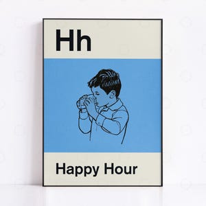 Happy Hour Art Print, Drinks Poster, Typography, Living Room Poster, Bold Wall Art, Home Decor, Trendy Wall Art, Apartment Decor, Bar Cart