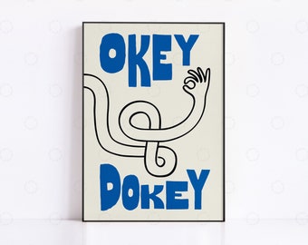 Okey Dokey Print: Blue Mid-Century Modern Wall Art
