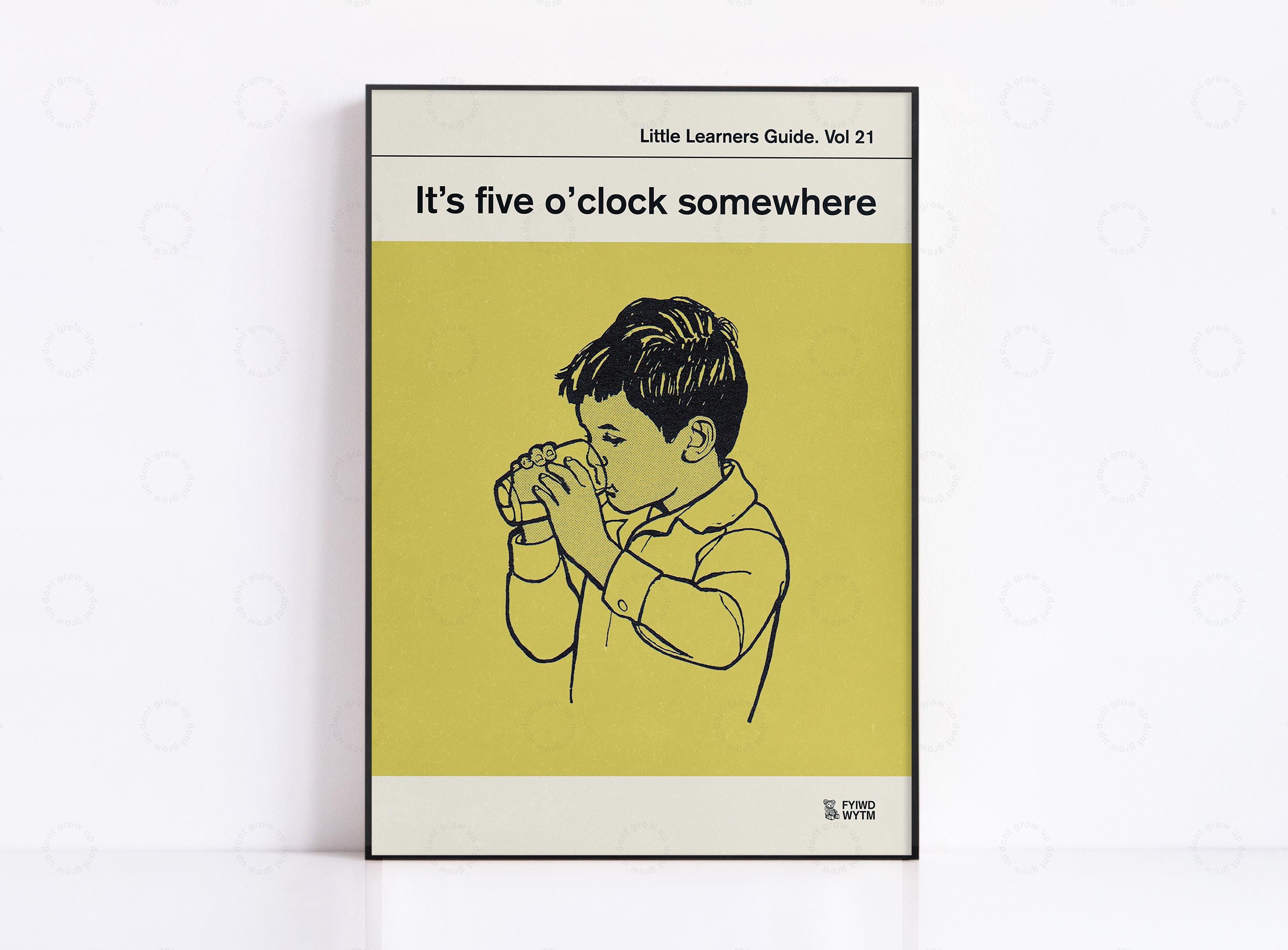 Retro "It's Five O'Clock Somewhere" Book Cover Print