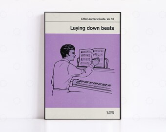 Laying Down Beats Music Poster: Retro Mid Century Modern Art Print