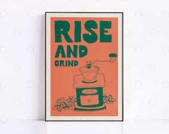 Vintage Coffee Grinder Poster: Retro Kitchen Cafe Art Print
