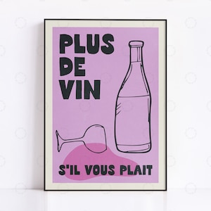 French Wine Print, Vintage Drink Poster, Retro Drink Poster, Modern Wine Print, Kitchen Art, Retro Food Art, French Poster, Bar Art Print