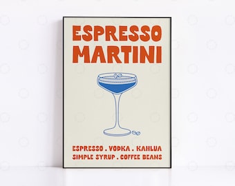 Espresso Martini Art Print: Retro Home Bar Decor