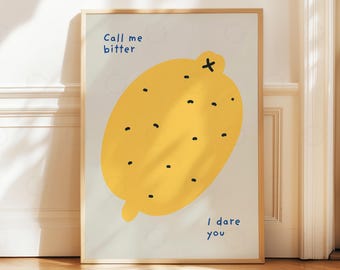 Lemon Art Print: Mid Century Modern Kitchen Decor
