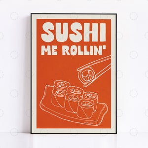 Sushi Print, Vintage Food Poster, Retro Food Print, Japanese Food, Kitchen Art, Retro Food Art, Japanese Print, Restaurant Art Print