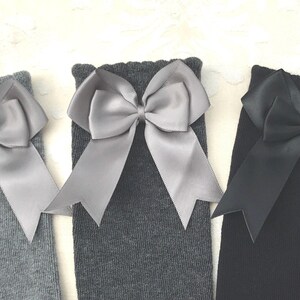 Light Grey School Bow Socks - Spanish Double Bow Knee High School Socks/School Uniform PERFECT PRINCESS Bild 2