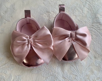 Rose Gold Spanish Baby Shoes with Bows