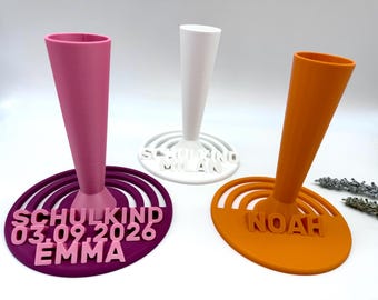 Personalized school cone stand with the word "Schoolchild" or with your own name, 3DKidsDesigns