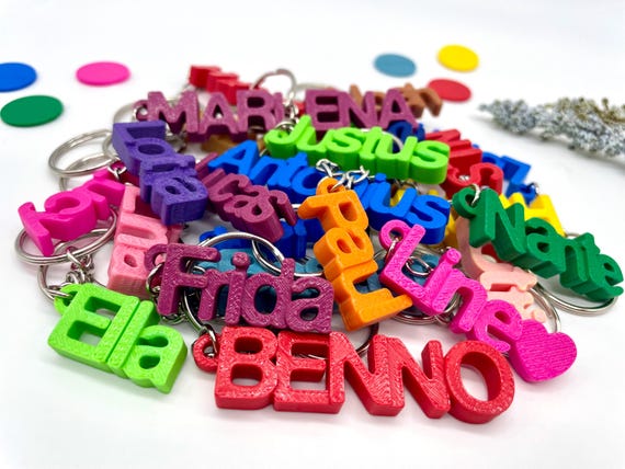 Personalisierter Schlüsselanhänger mit Name, Geschenk zur Einschulung 2025, 3DKidsDesigns