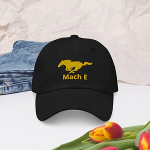 Mach E Dad hat | Black with gold horse | baseball hat