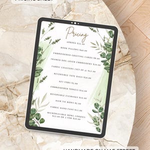 Pricing Template | Editable Template | Menu | Pricing | Shop Sign