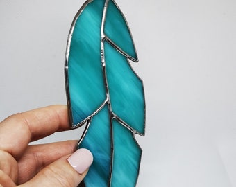 Stained glass feather window hanging, feather ornament, feather decoration