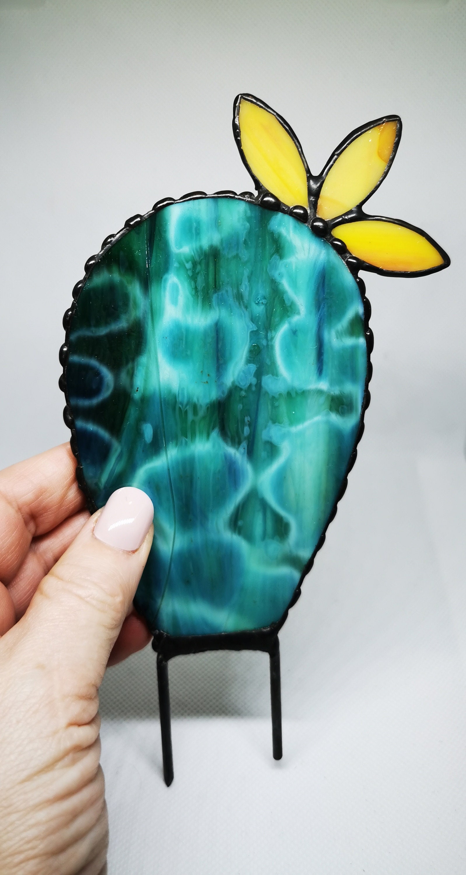Stained Glass Cactus Plant Stake, Stained Glass Cactus, Pot Stake Etsy