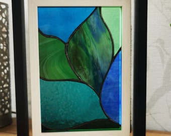 Handgemachter Glasmalerei Suncatcher: Abstrakte Kunst Bilderrahmen