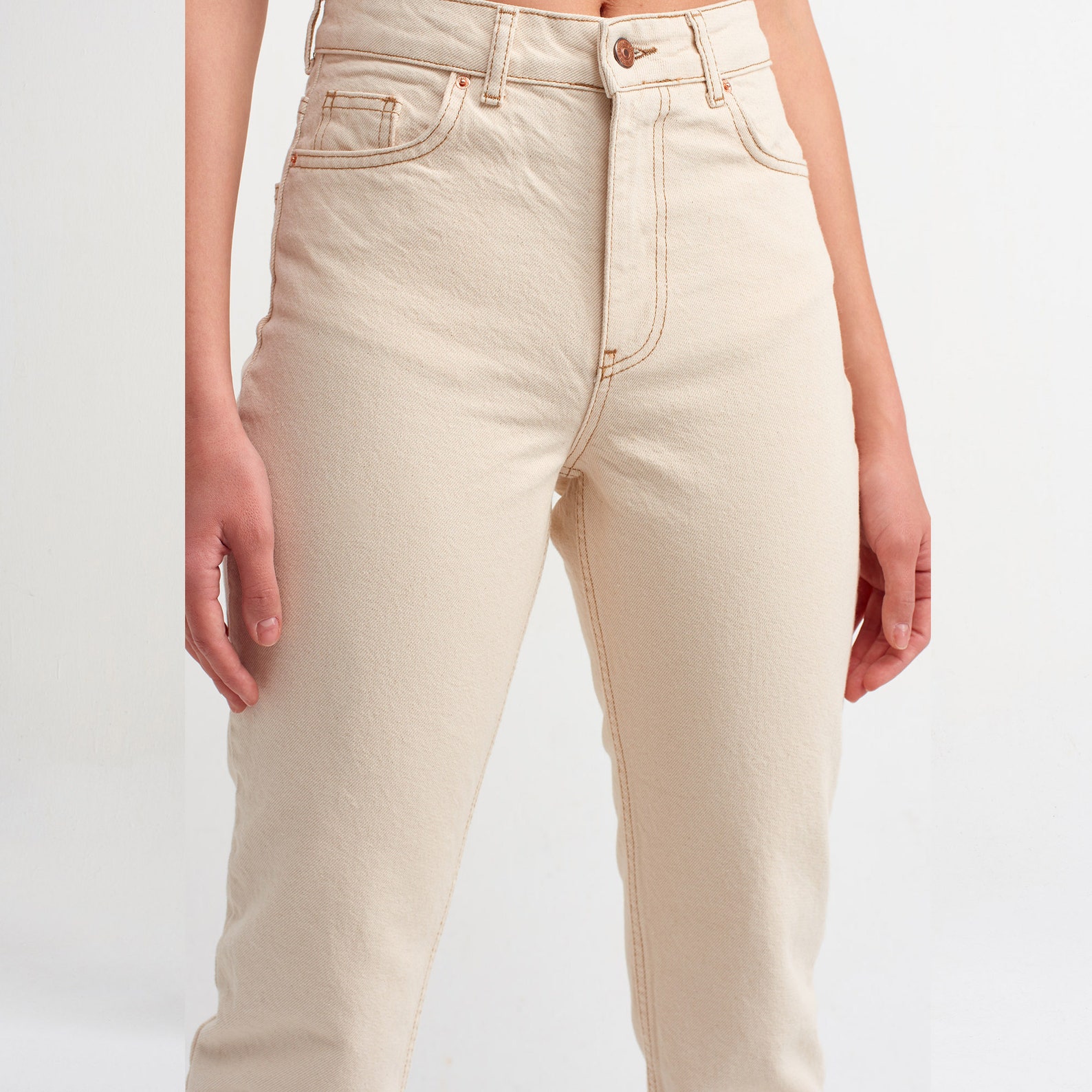 Mom Jeans Cream Color Jeans Jeans For Women Stylish Etsy