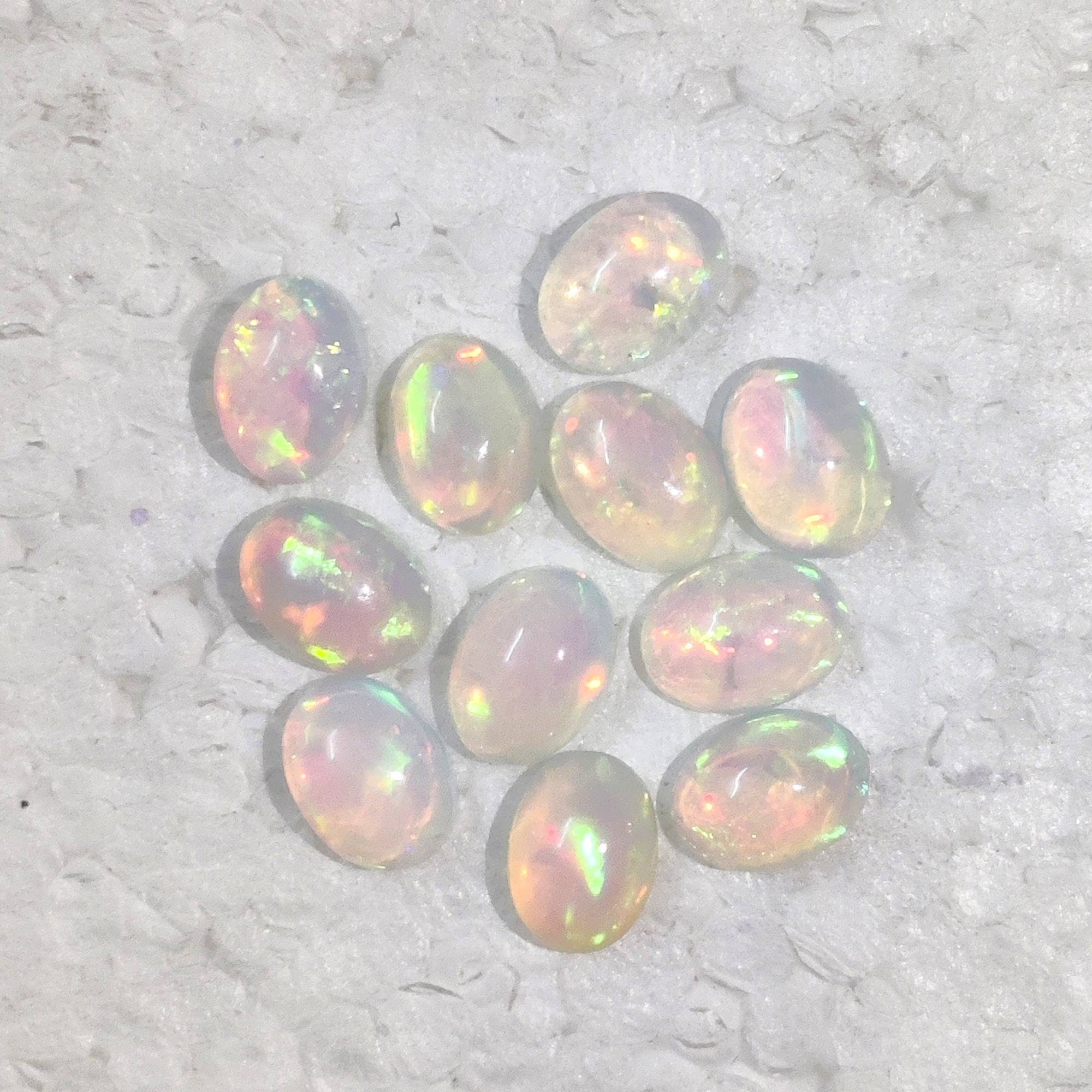 Myhealingworld AAA Quality Calibrated Natural Ethiopian Opal For Jewelry Making Loose Gemstone Mix Size Box ((BOX 5 - (Round 7mm = 2 Stone