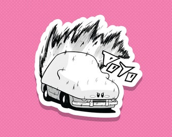 Initial D Inspired Kirby Sticker - Anime Manga Switch Gaming Die-cut Vinyl Sticker