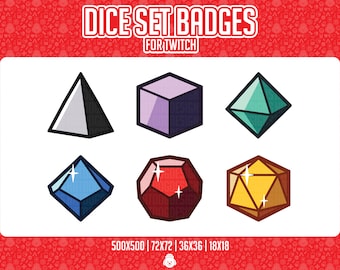 6 Dice Themed Twitch Badges Set