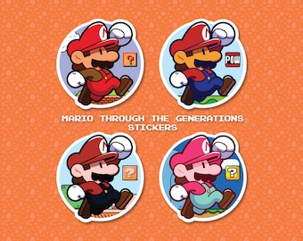 Mario Through the Generations Vinyl Retro Gaming Sticker
