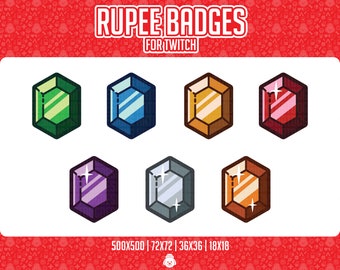 7 Rupee Themed Twitch Badges Set