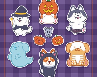 Cute Spooky Halloween Themed Dog Vinyl Stickers