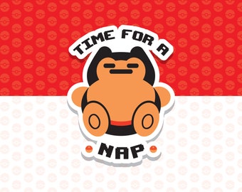 Time for a Nap with Snorlax - Pokemon Inspired Die-Cut Vinyl Sticker