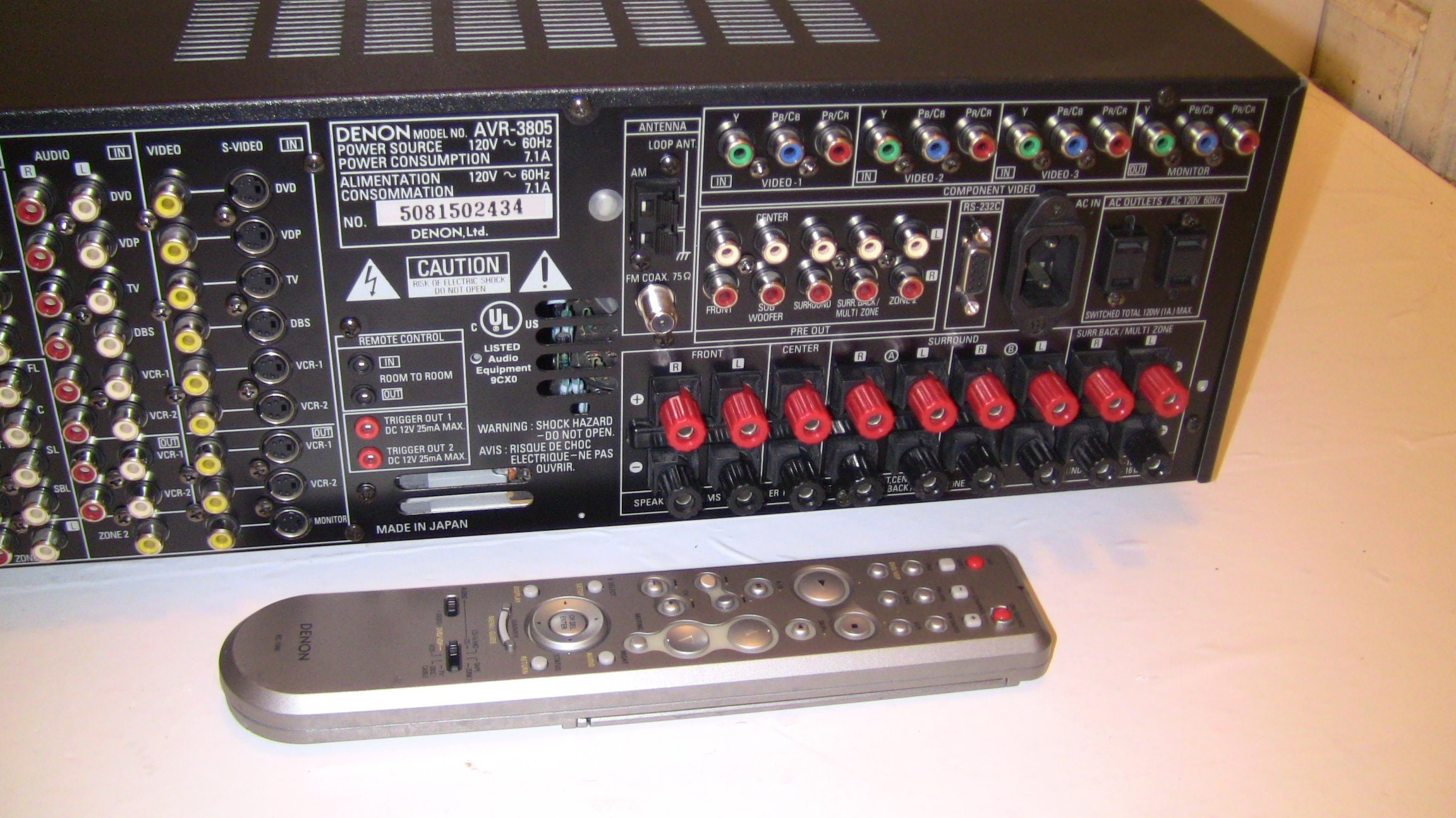 Denon AVR3805 7.1 Ch 160w Home Theater Receiver 3zone AL24 Etsy