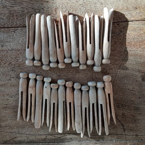 Set of 24 - Wood Clothespins from the 50s, Free Shipping