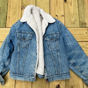 Vintage Levi&#39;s Coat, Levi’s Sherpa Denim Jacket, Red Label, Size 44