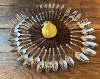 Vintage MCM Silverware, Interpur INR2 Stainless Flatware - 37 pieces