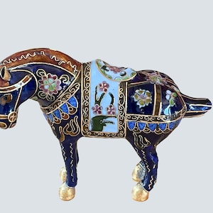 Vintage Tang Style Cloisonne Horse Sculpture, Gorgeous Colors, Gorgeous Condition