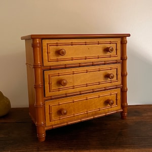 Vintage Solid Wood Chest in Faux Bamboo, Keepsake Storage Chest, Global Views Taiwan