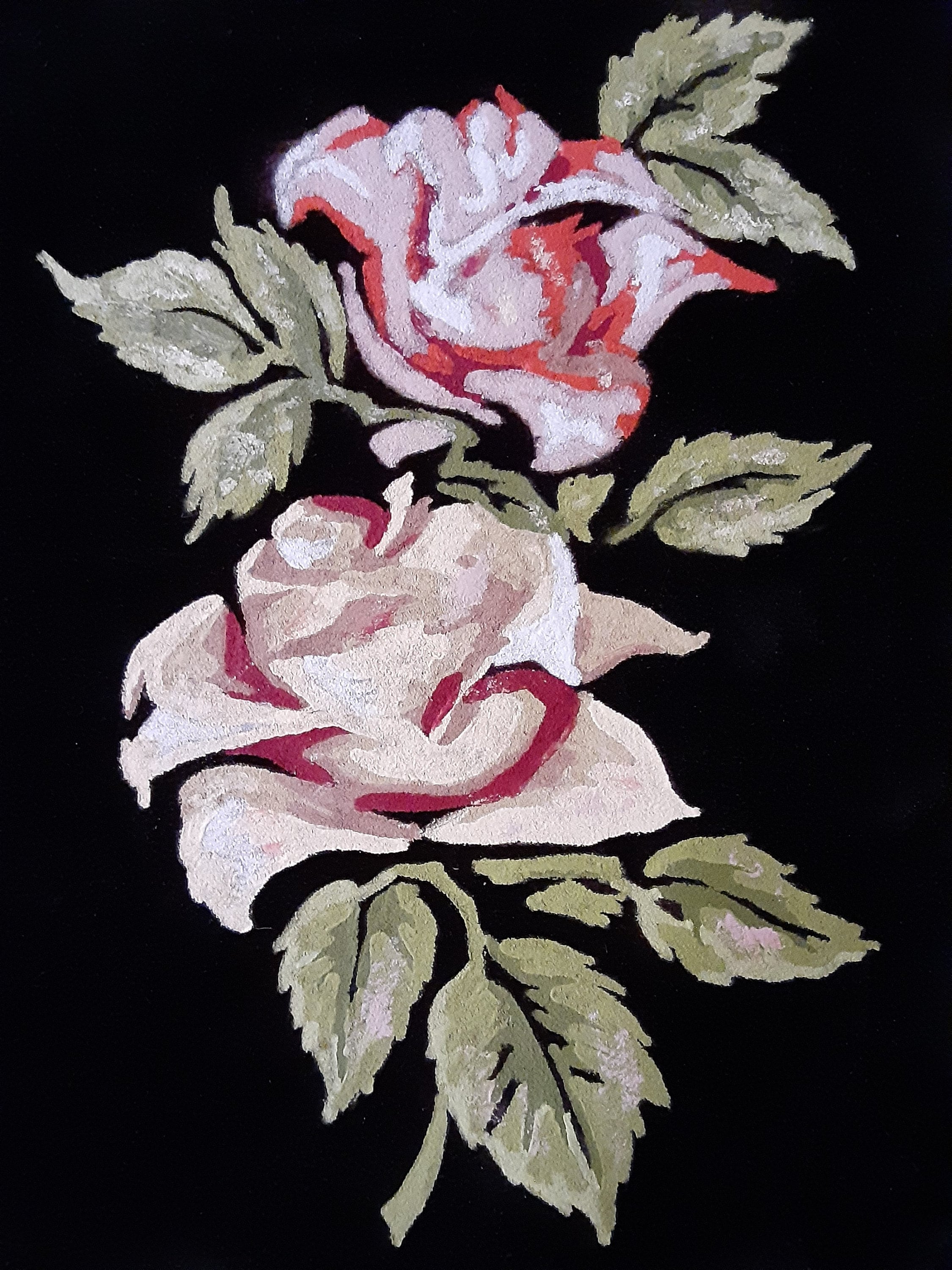 Flower Painting Oil Painting on Black Velvet - Etsy