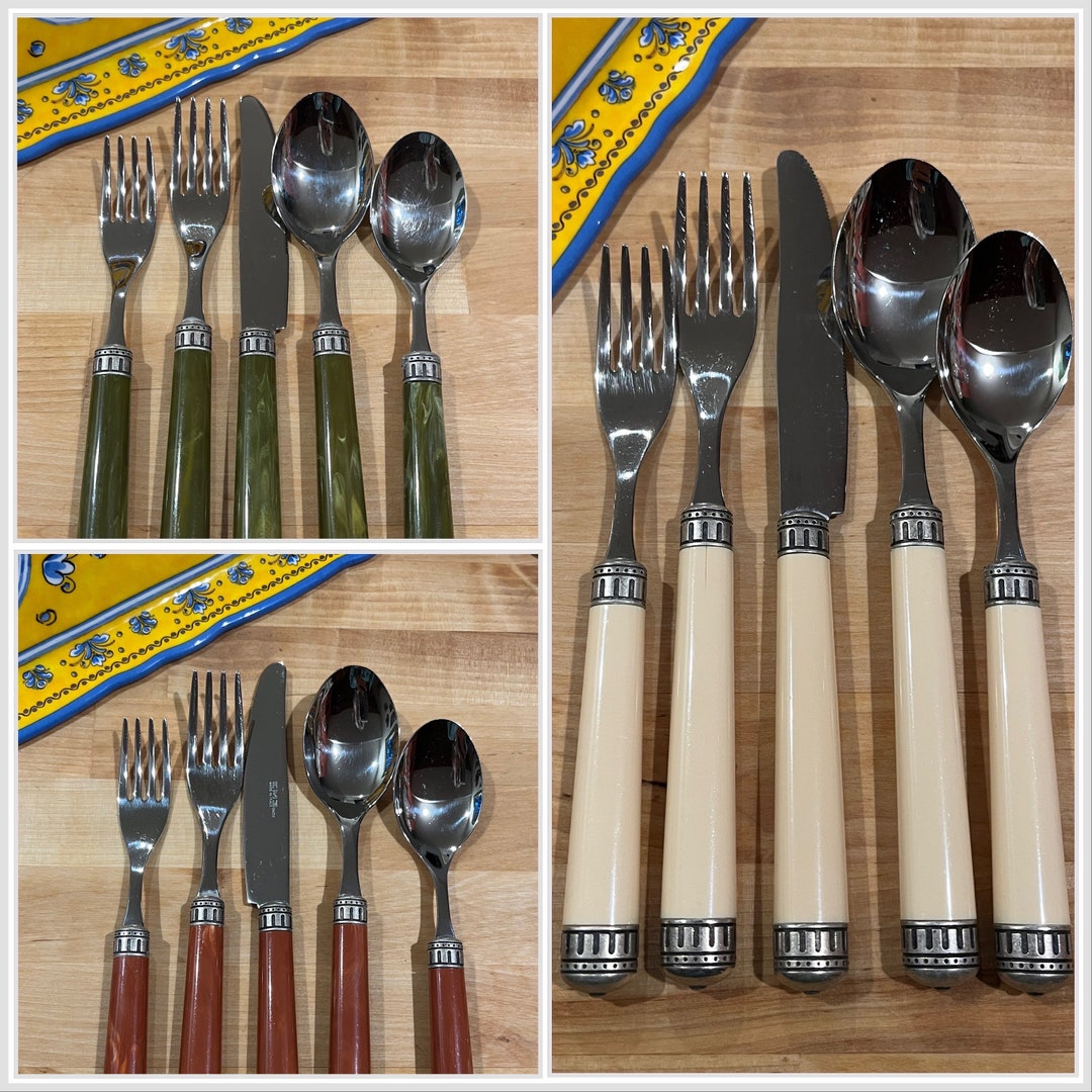 Vintage Flatware Full Set, Stainless Steel Italian, 18/10, Service for