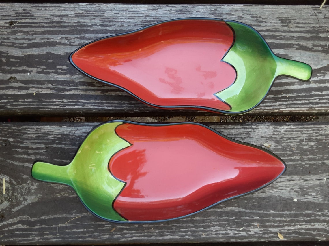 Condiment Dishes Chili Pepper Serving Bowls Clay Art Etsy