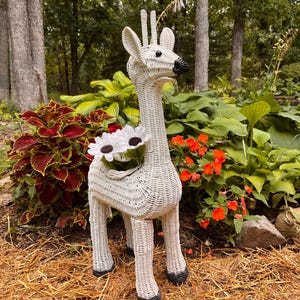 Wicker Giraffe 30” Tall Planter, Baby Giraffe Sculpture