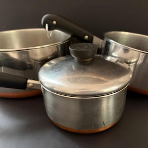 Revereware Set of 3, Copper Bottoms, Dutch Oven and 2 Pans