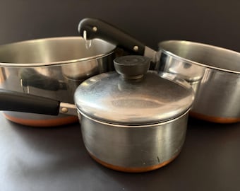 Revereware Set of 3, Copper Bottoms, Dutch Oven and 2 Pans