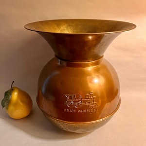 Vintage Brass & Copper Spittoon: Union Pacific Railroad Decor