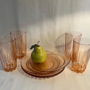 Arcoroc Pink Swirl Plates and Hussard Pink Tumblers