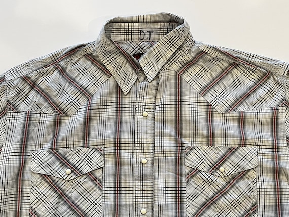 Vintage Pearl Snap Western Shirt, Plaid ROPER XL - image 1
