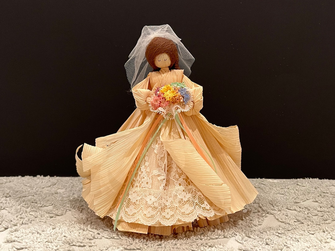 Vintage Corn Husk Doll, Bride Doll, Folk Art Doll, Nan's Bride Doll Etsy