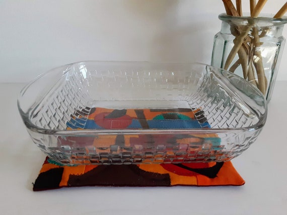 Vintage Baking Dish Anchor Hocking 8 X 8 Casserole Dish Handles Basket Weave Raised Texture Etsy Canada