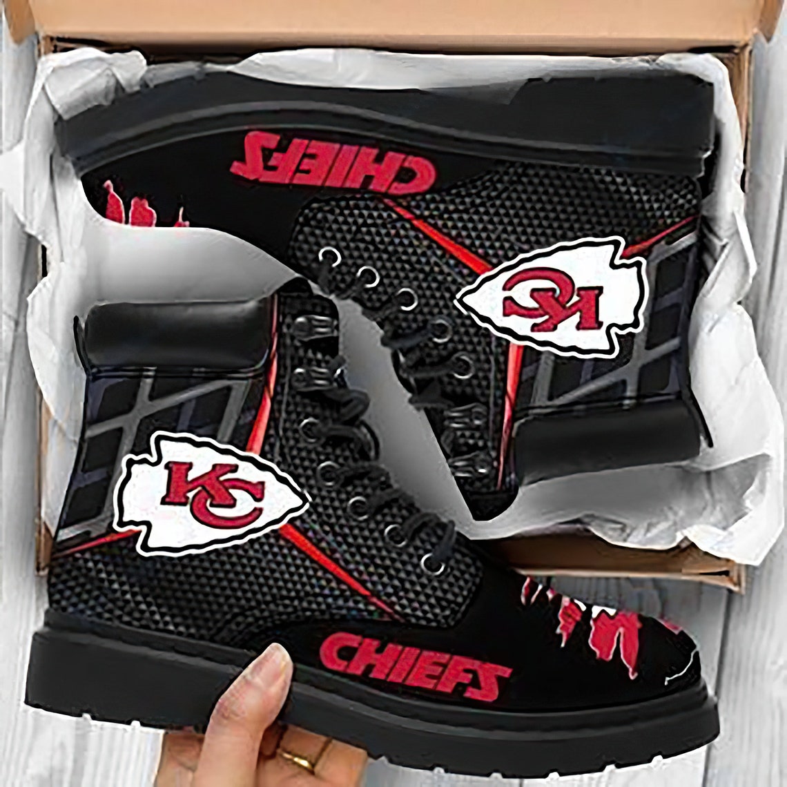 Kansas City Chiefs NFL Boots shoes 3D Chiefs NFL shoes Unique Etsy