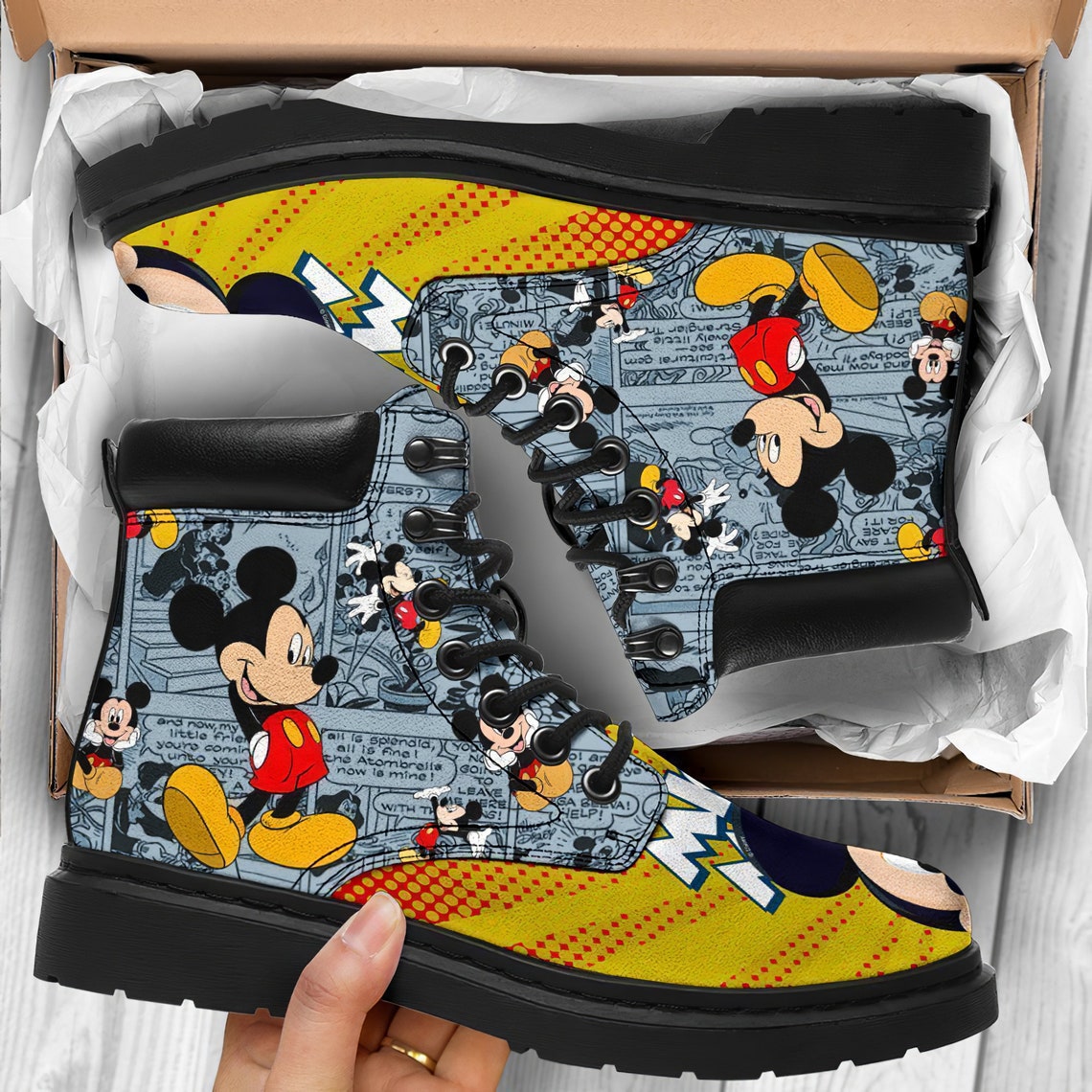 Mickey Cartoon Boots shoes 3D Mickey Disney shoes Unique Etsy