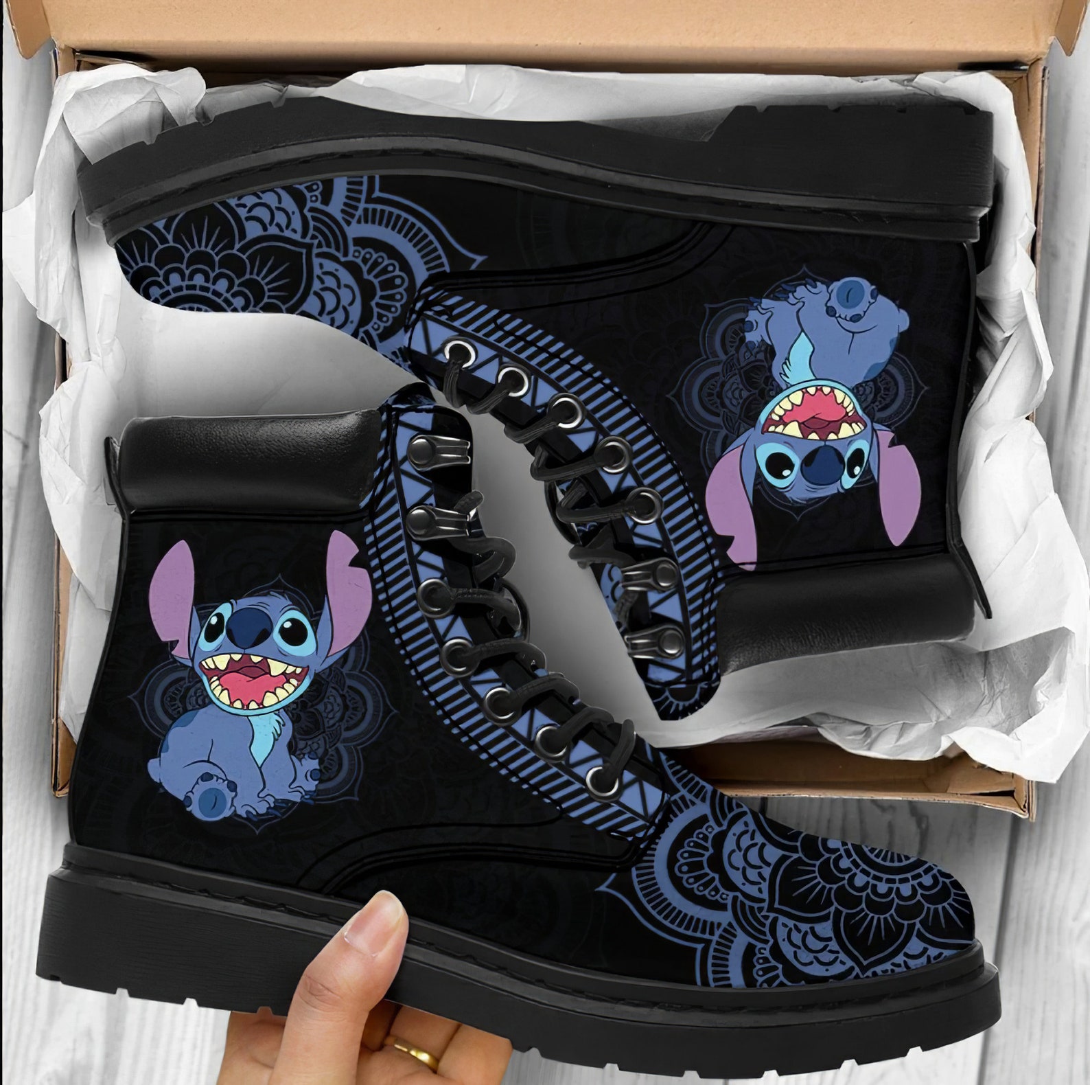 Stitch Cartoon Boots shoes 3D Stitch Disney shoes Unique Etsy