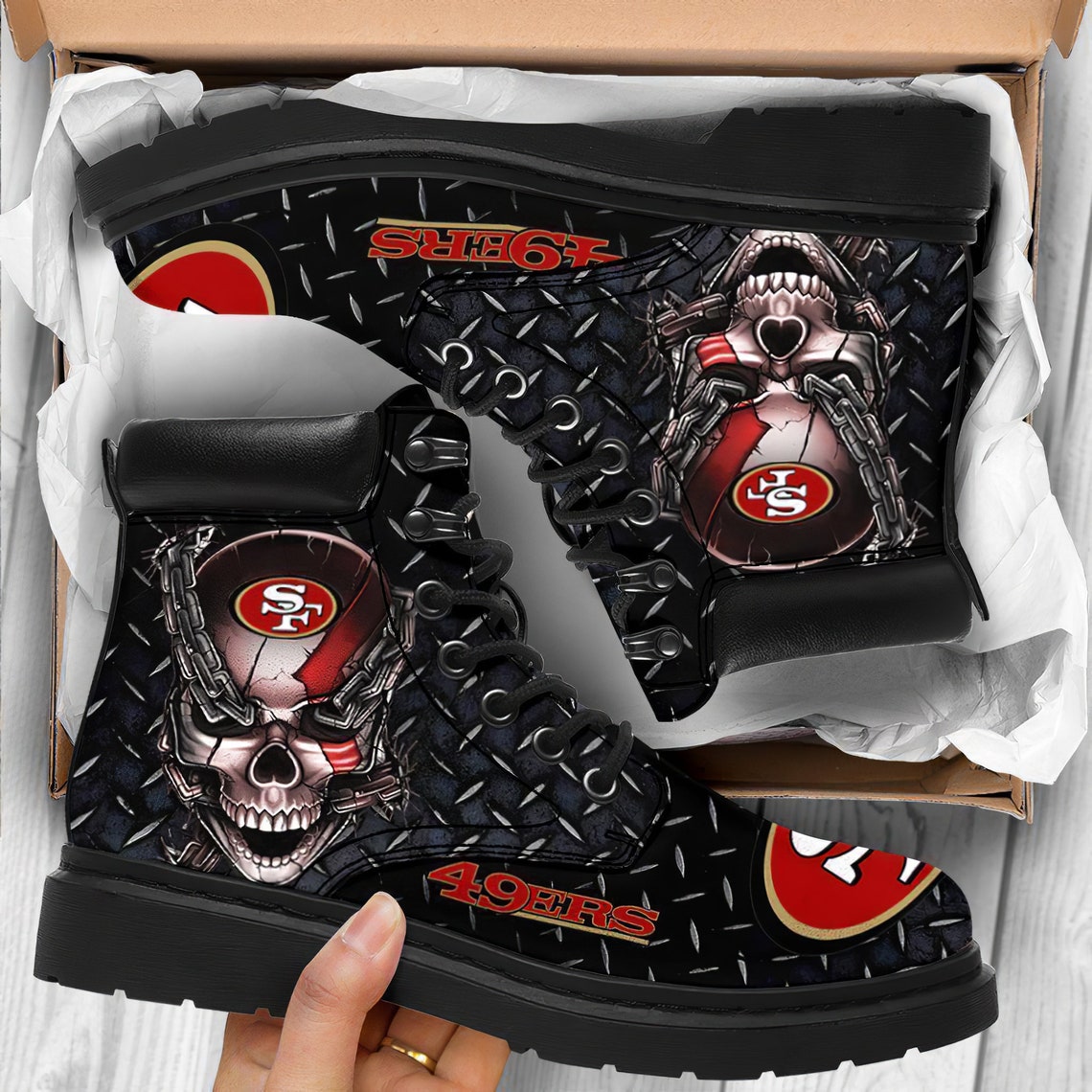 San Francisco 49ers NFL Boots shoes 3D 49ers NFL shoes Unique | Etsy