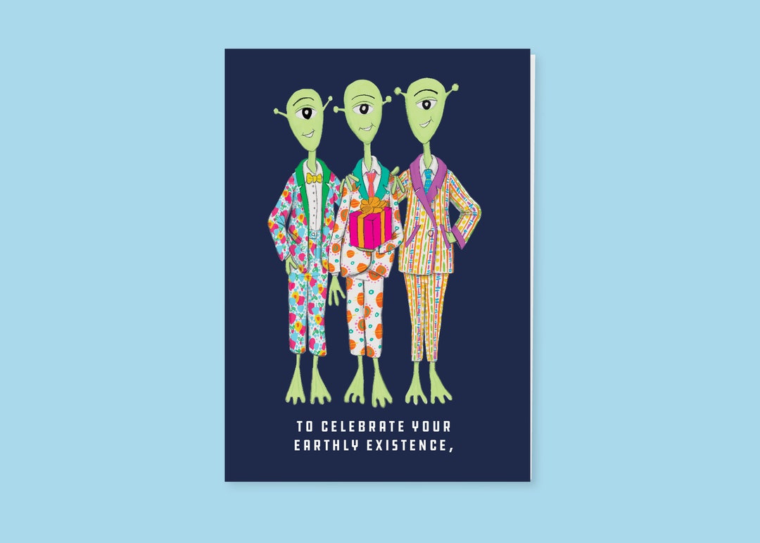 Funny Alien Birthday Card: Birthday Suit Pun - Etsy